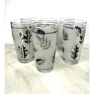 MCM Libbey Silver Leaf Juice/Shot Glasses Set of 6
